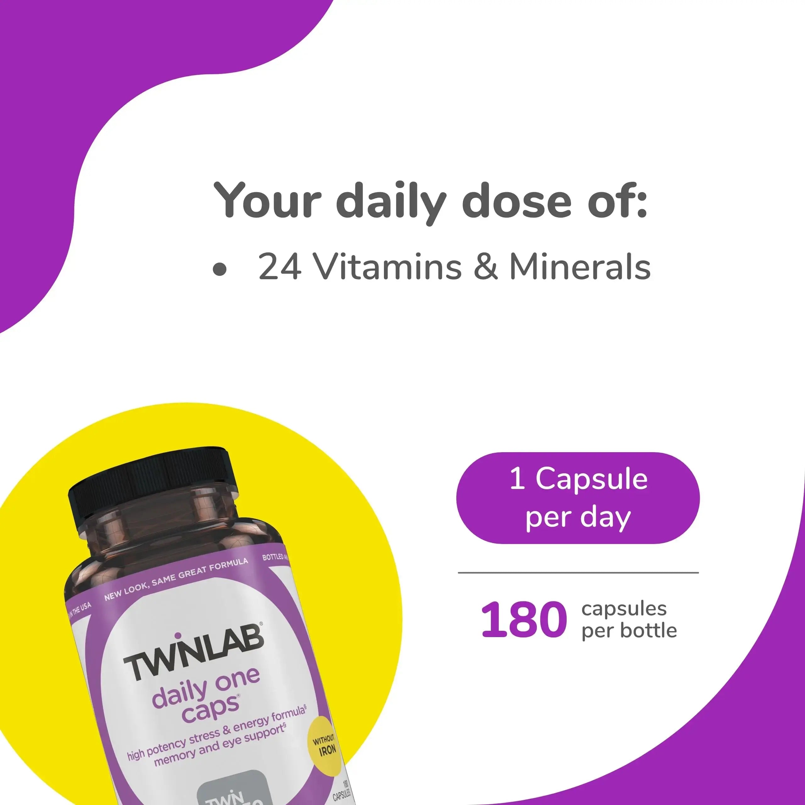 Twinlab Daily One Caps Without Iron - Nutritional Supplement with Zinc, B Vitamins, Magnesium, and More - 180 Capsules Twinlab Au supplements