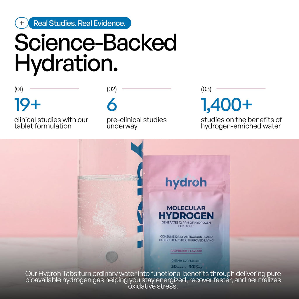 Hydrogen Water Tablets, Molecular Hydrogen Tablets for Drinking Water, Antioxidant-Rich, Supports Brain Energy & Health - Quick-Dissolving - Raspberry H2 Tabs