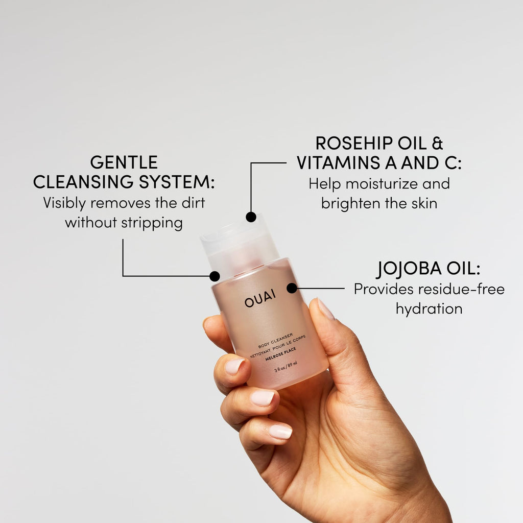 OUAI Body Cleanser Travel Size, Melrose Place - Foaming Body Wash with Jojoba Oil & Rosehip Oil to Hydrate, Balance & Soften Skin - Paraben, Phthalate, Sulfate Free Skin Care Products (3 Fl Oz) OUAI Au supplements