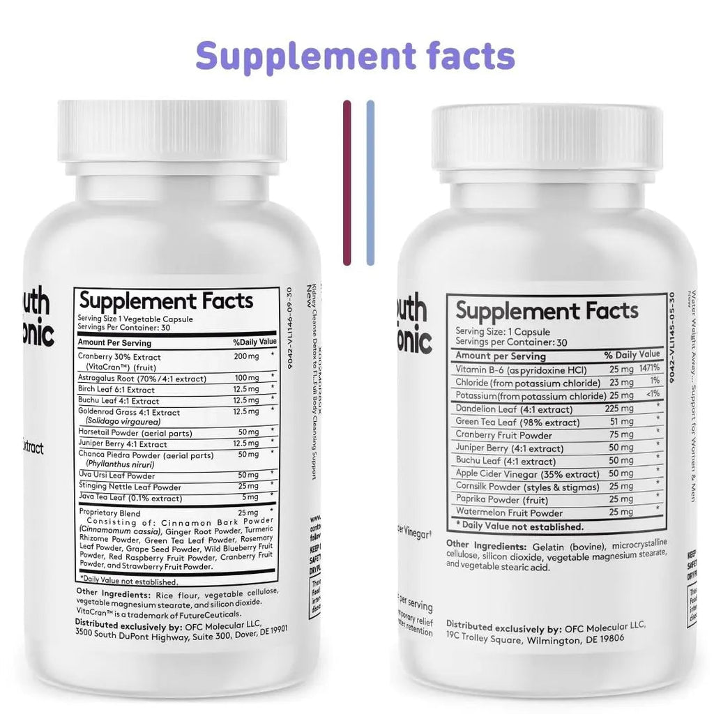 Youth & Tonic Daily Water Retention Pills for Kidney Cleanse Swelling and Excess Body Fluid Youth & Tonic Au supplements