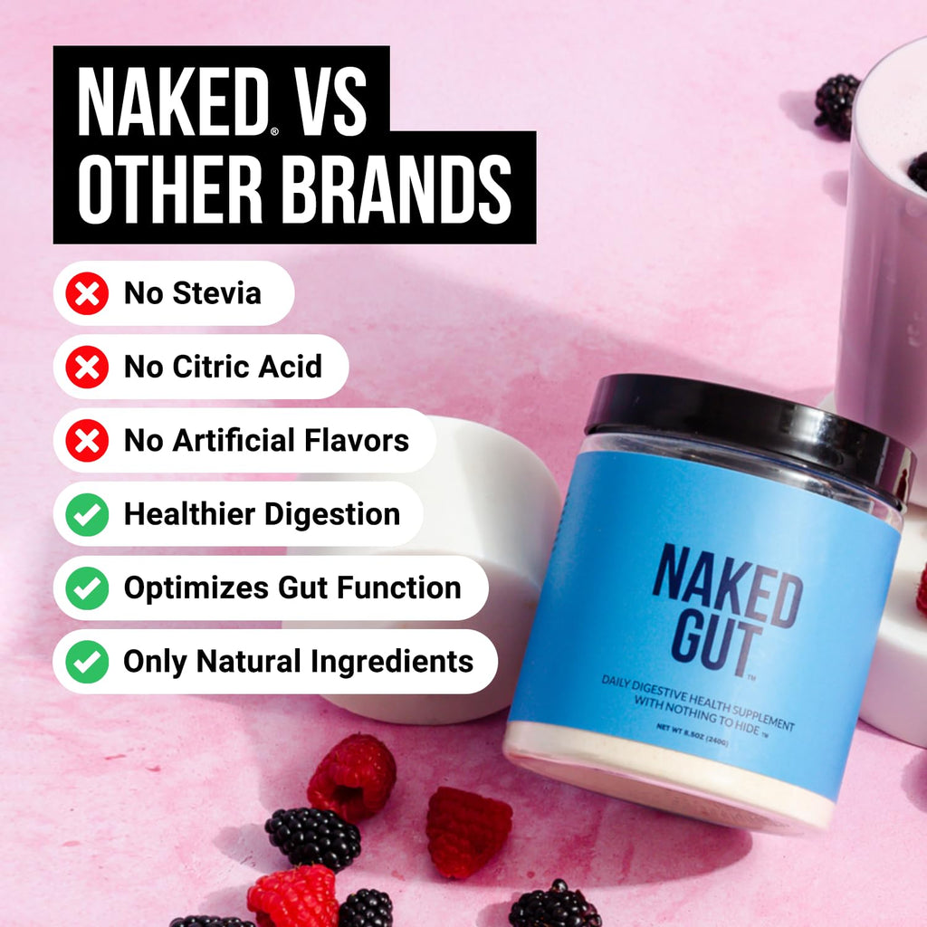 NAKED Gut - Daily Gut Health Supplement - Natural Gut Health Powder for Gut Cleanse, Digestive Support, GMO-Free, Soy-Free, Gluten-Free,