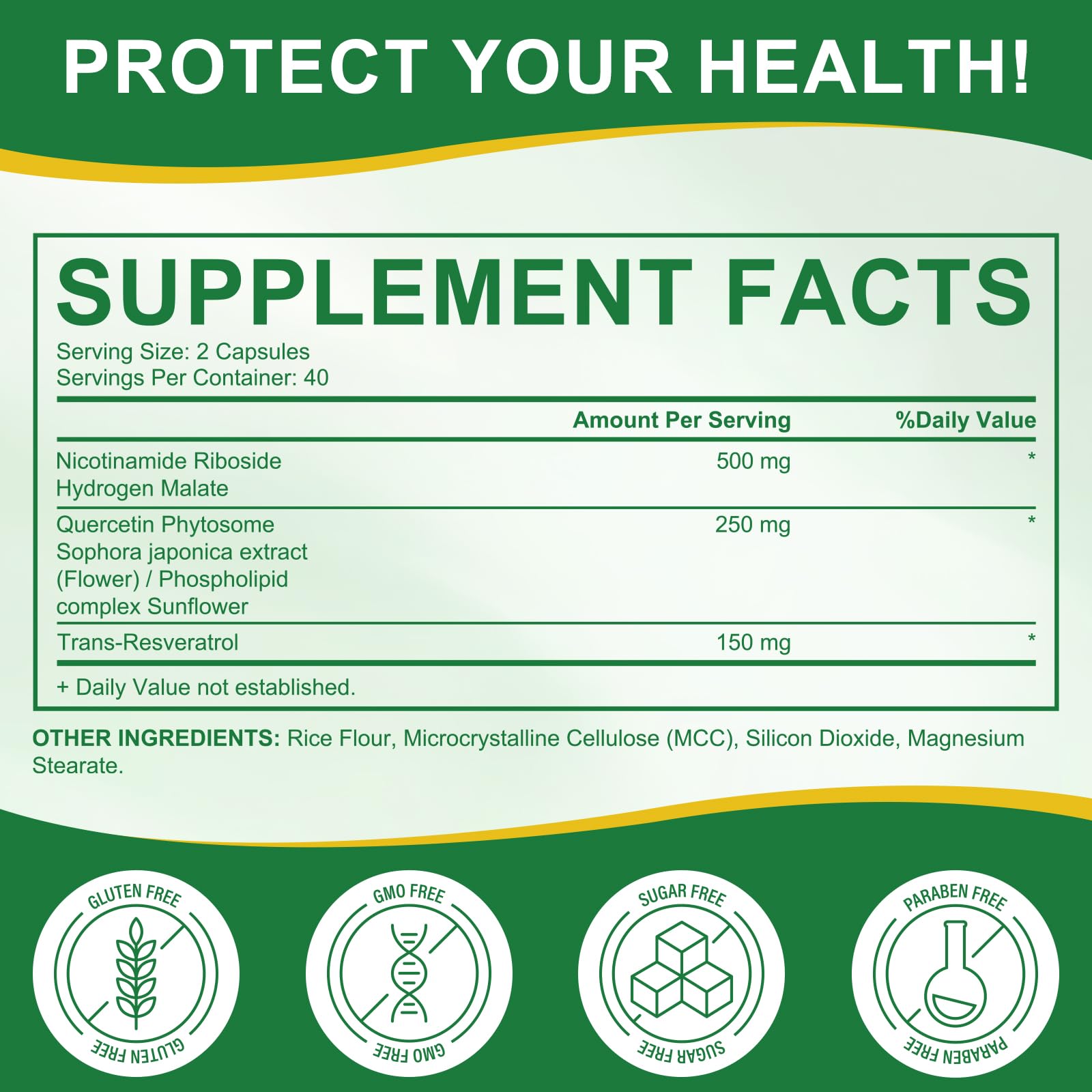NAD Supplement with Nicotinamide Riboside - Resveratrol,Liposomal Nicotinamide Riboside,Quercetin - High Purity NAD Supplement for Anti-Aging, Focus, Energy 160 Capsules (2 Bag) Ruduwu Au supplements