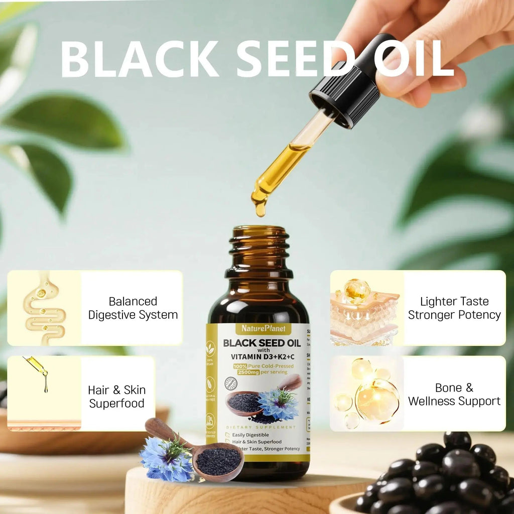 NaturePlanet Organic Soursop Bitters and Black Seed Oil Drops Bundles with Vitamins D3, K2, B6, C | NaturePlanet Au supplements
