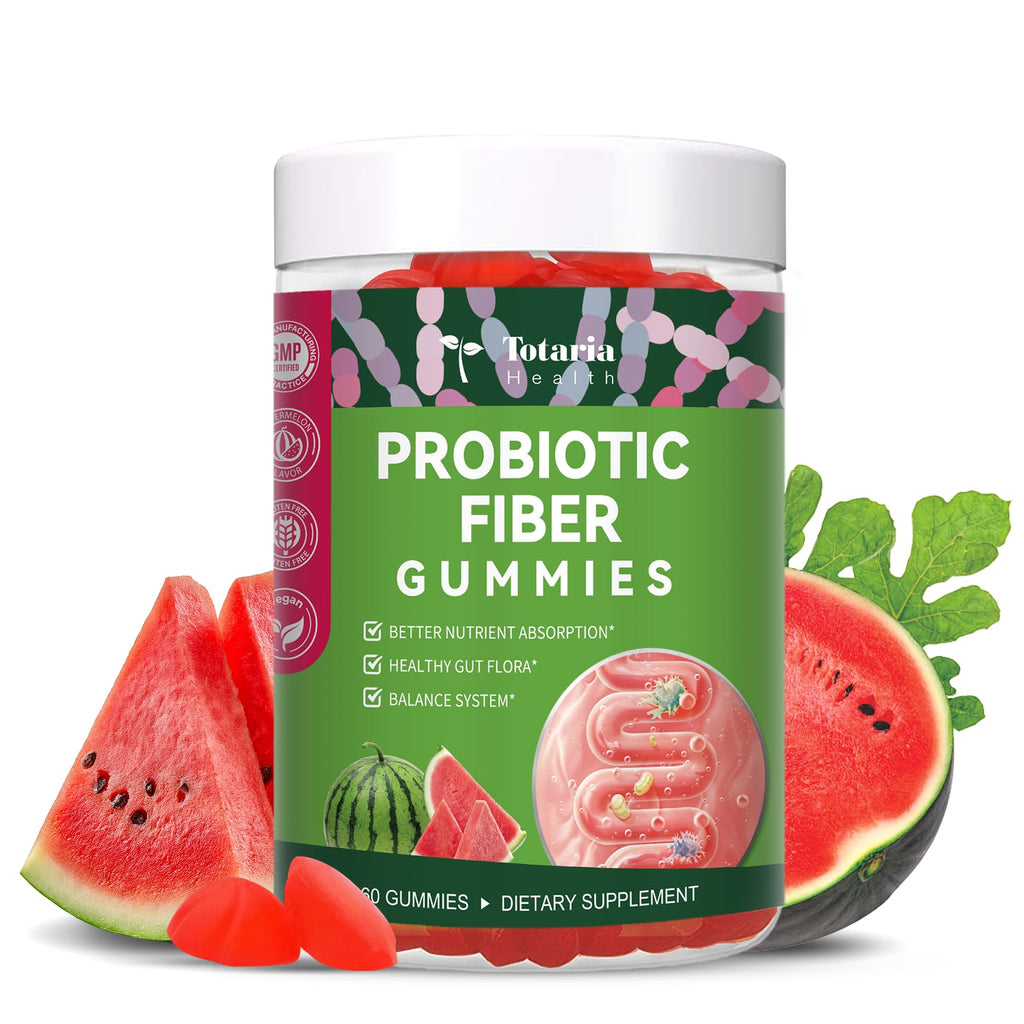9-in-1 Probiotic Prebiotic Fiber Gummies for Adults & Teens, Sugar-free Fiber Supplement with Psyllium Husk, FOS, Inulin, ACV & 5 Billion CFU Bacillus Coagulans