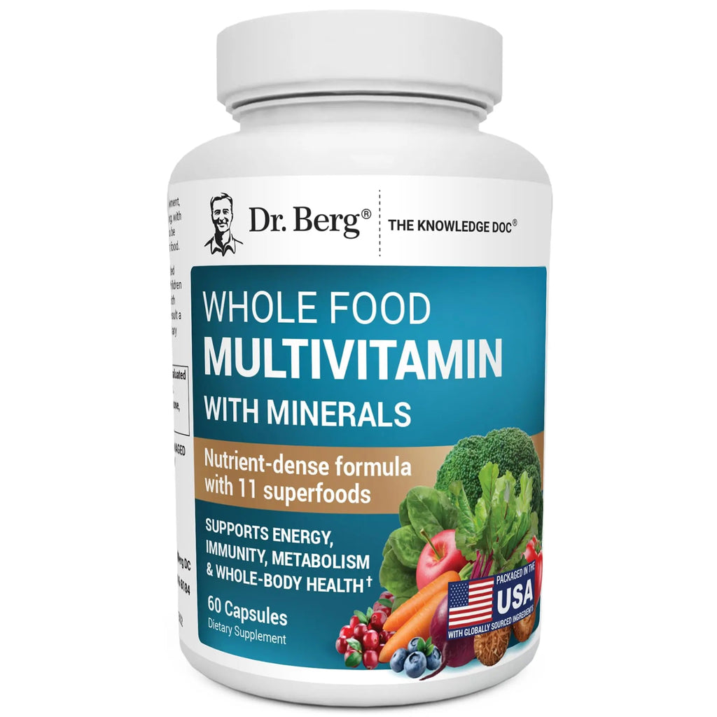 Dr. Berg Whole Food Multivitamin with Minerals - Daily Multivitamin for Men and Women - Includes Premium Whole Food Fruits and Vegetable Blend with Folate Dr. Berg Nutritionals Au supplements