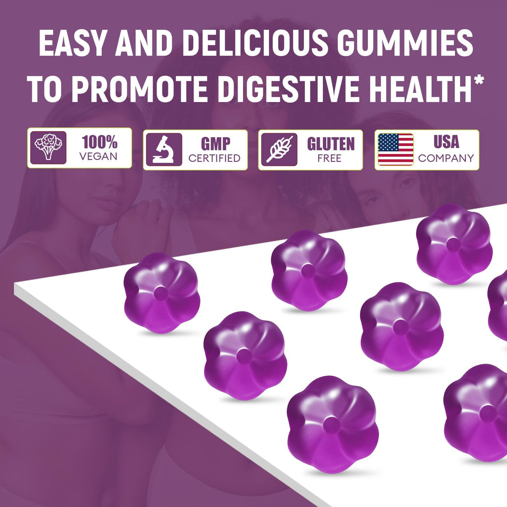 Migcopat 10G Fiber Gummies for Adults, No Sugar Added Grape Flavor, Fiber Supplement with 30 Billion CFU Probiotics Blend, ACV, Vitamin C,