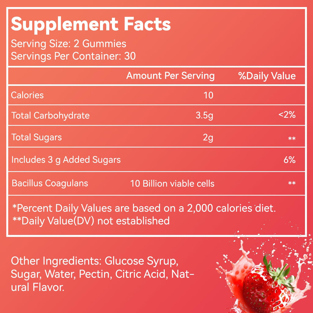 SmildeHeal Probiotic Gummies for Digestive Health - 10 Billion CFU Bacillus Coagulans - Vegan & Non-GMO - Immune & Digestive Support for Men & Women