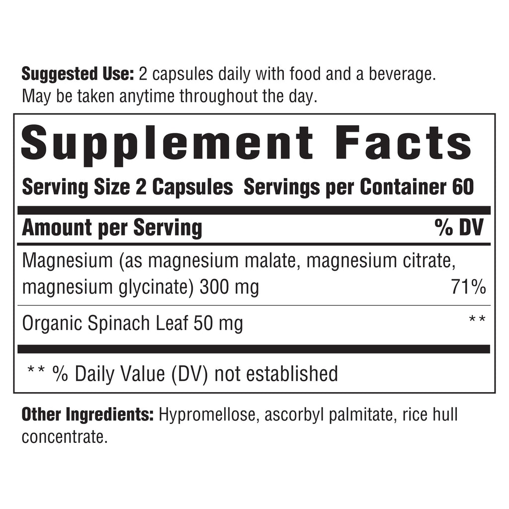 INNATE Response Formulas Magnesium 300 mg - Mineral Supplement for Muscle Relaxation - Vegetarian and Gluten-Free - 120 Capsules (60 Servings) INNATE Response Formulas Au supplements