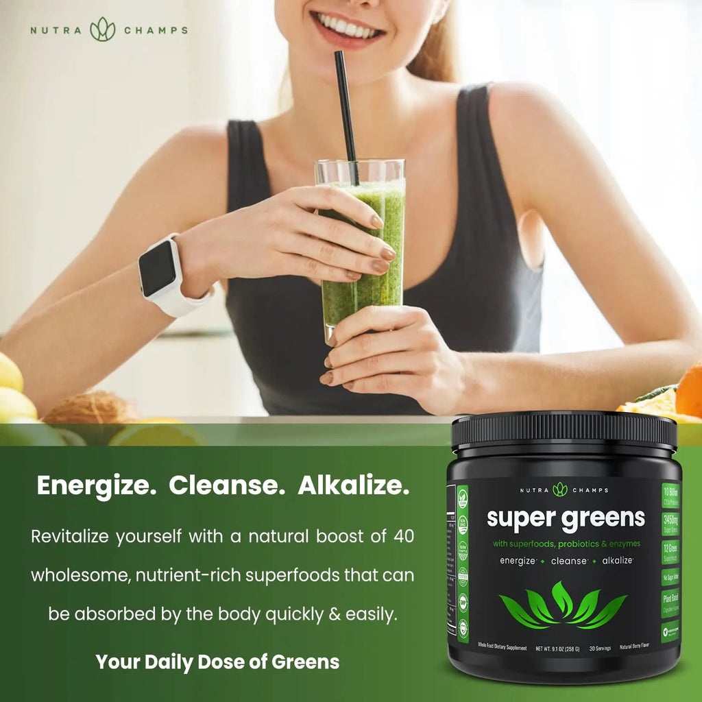 NutraChamps Super Greens Powder Premium Superfood | 20+ Organic NutraChamps Au supplements