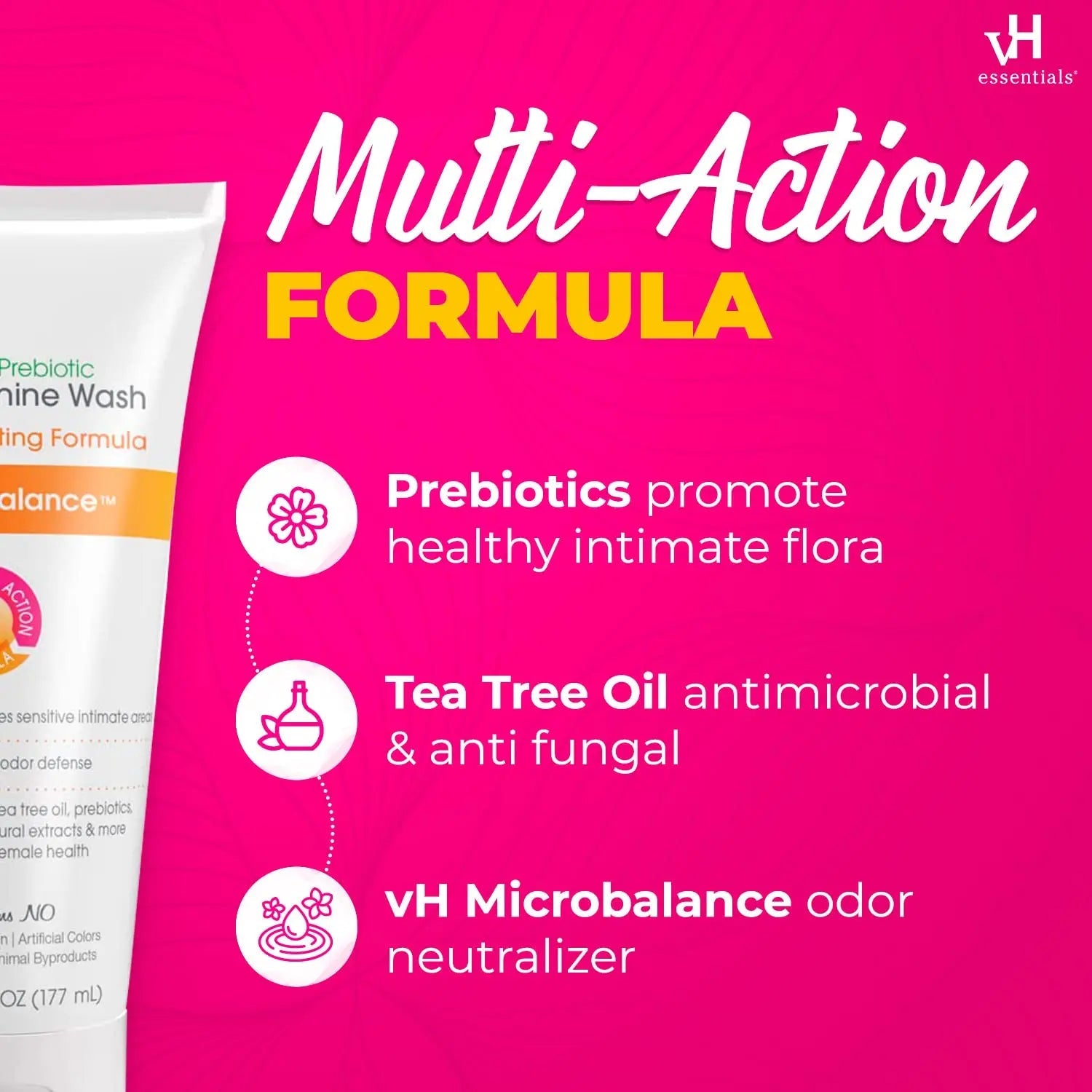 vH essentials, Ph Balanced Daily Feminine Wash, Tea Tree Oil & Prebiotic vH essentials Au supplements