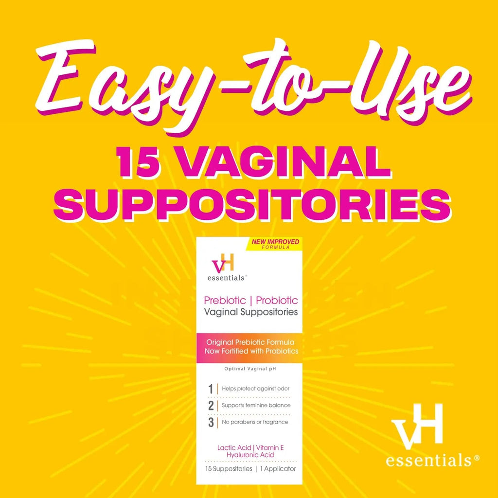 vH essentials Prebiotic PH Balanced Vaginal SuppositoriesBox, Original Version, 15 Count vH essentials Au supplements
