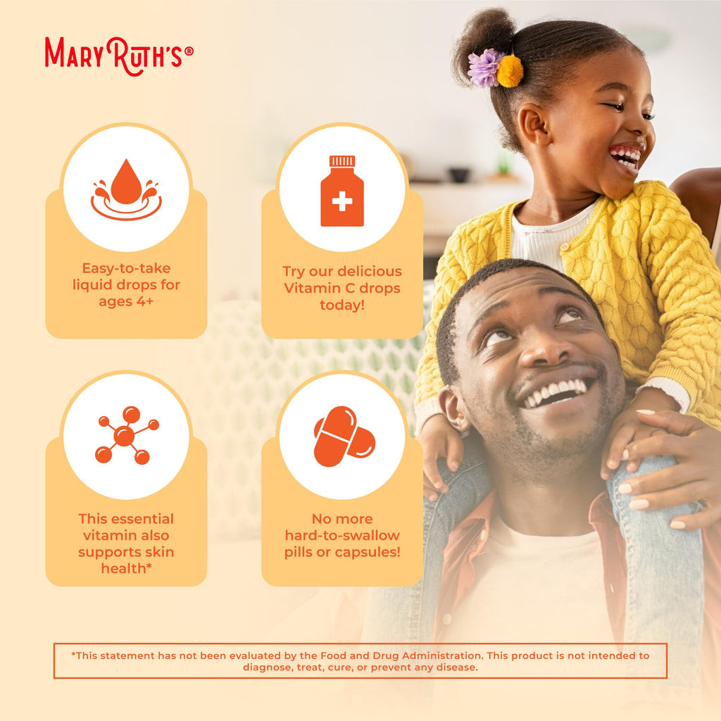 MARYRUTH'S Organic Vitamin C Supplement | Liquid Vitamin C Liquid Drops for Adults & Kids | Immune Support Supplement for Overall Health