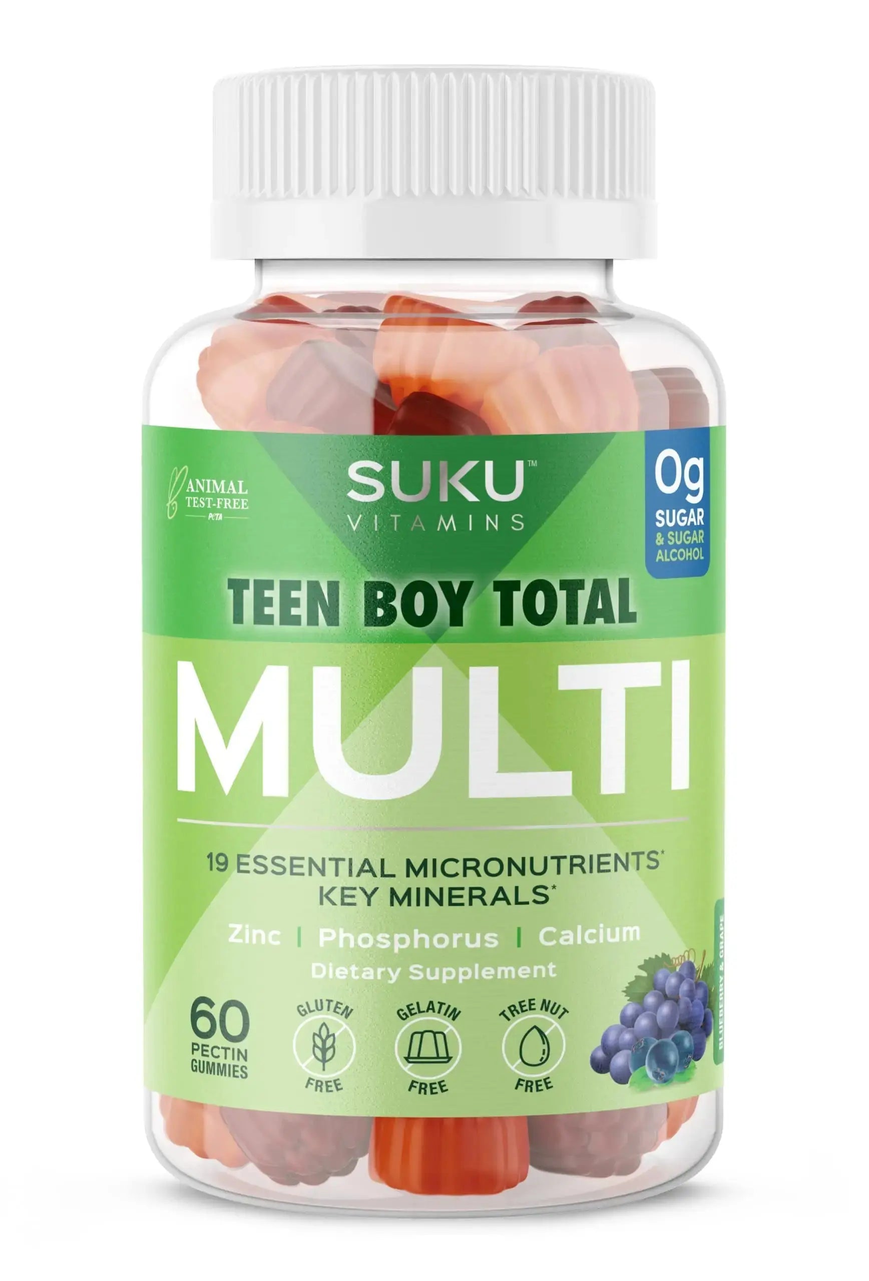 SUKU Teen Boy Multivitamin Gummies – Vitamins A, B12, C, D3, E, Zinc & Biotin – Sugar-Free Vegetarian Supplement SUKU Au supplements
