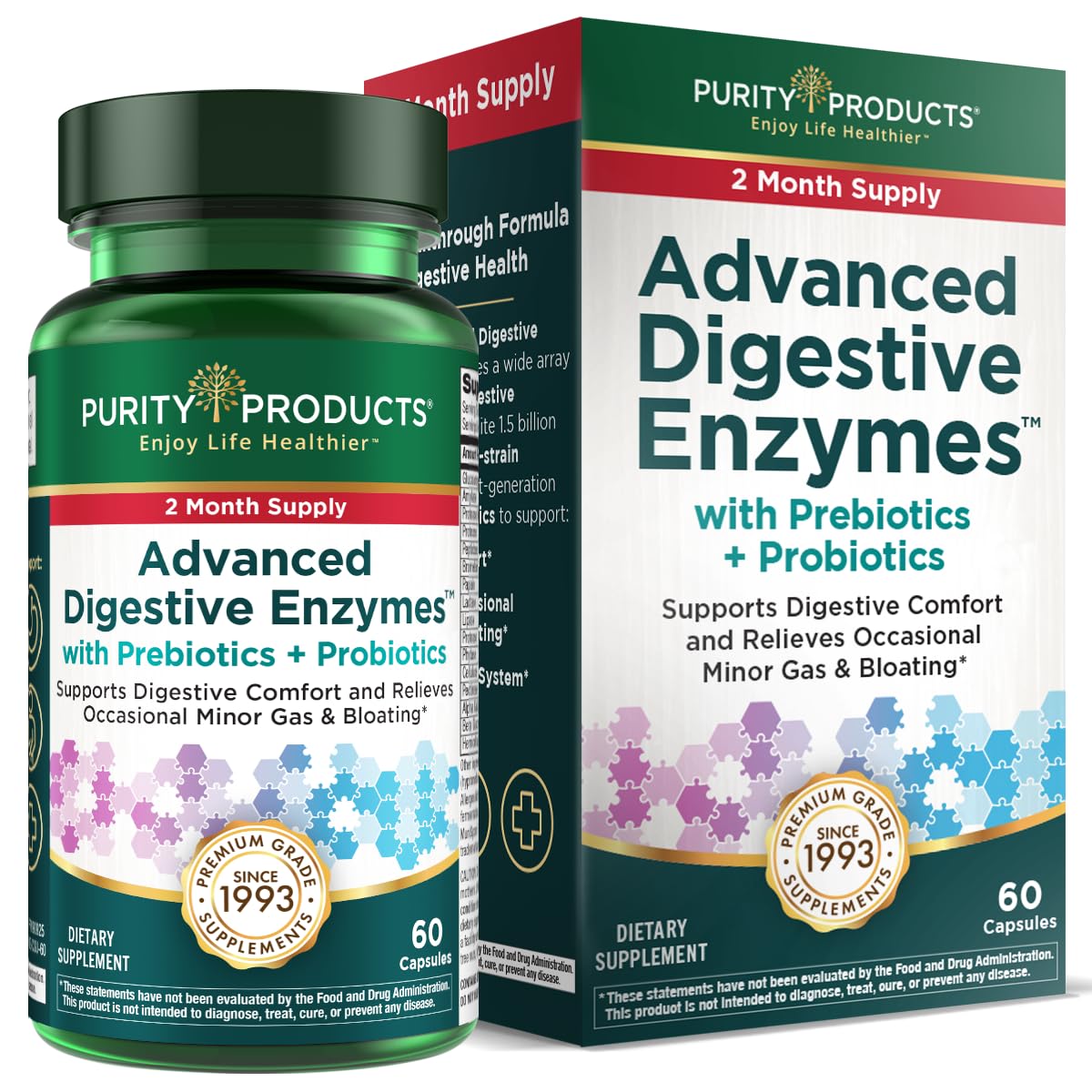 Purity Products Advanced Digestive Enzymes with Probiotics & Prebiotics – Digestive Health Supplement for Bloating, Gas Relief & Gut Support