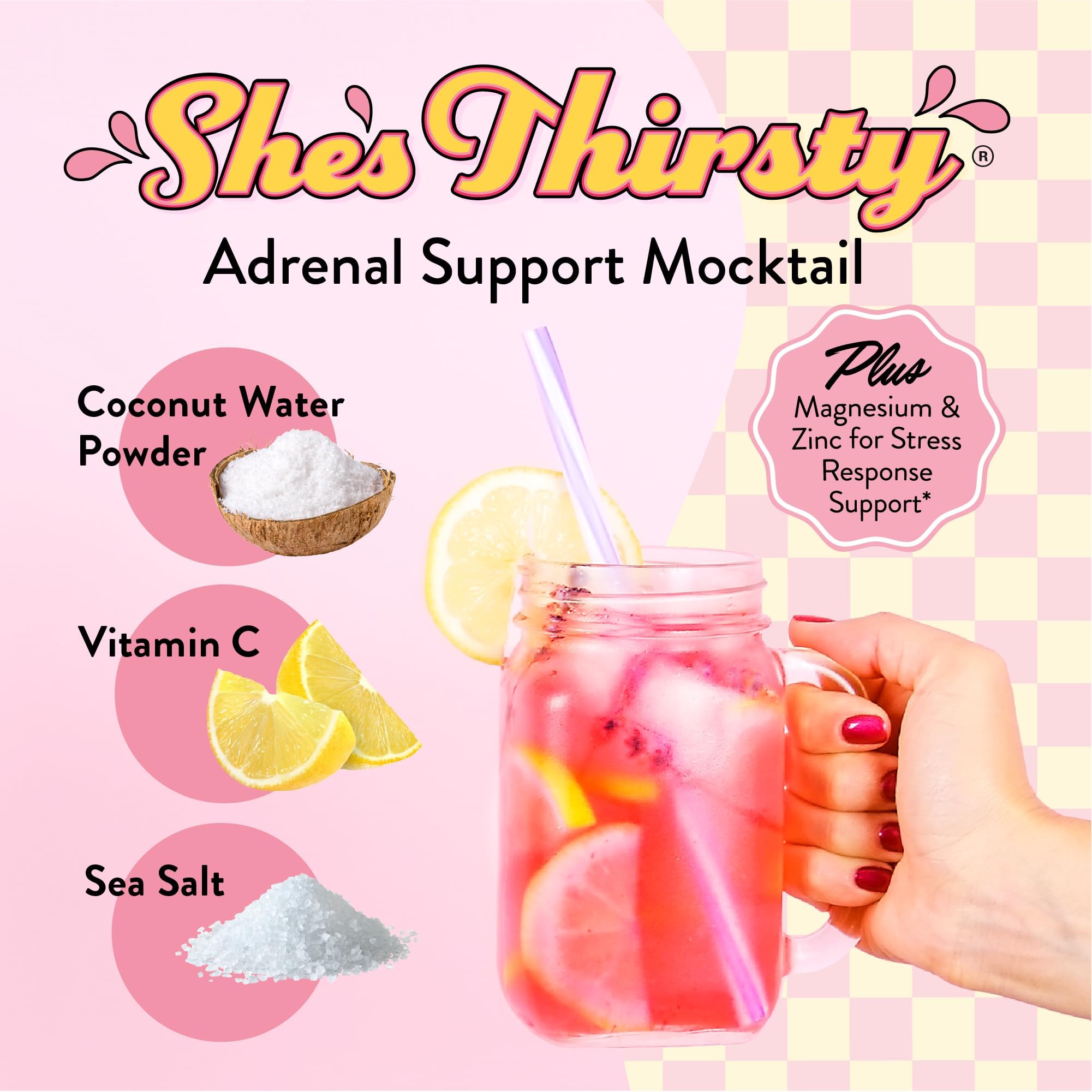 Legendairy Milk She’s Thirsty – Strawberry Lemonade, No Sugar Added Electrolytes Powder Packets–Coconut Water Mix for Women, Instant Hydration Packets,