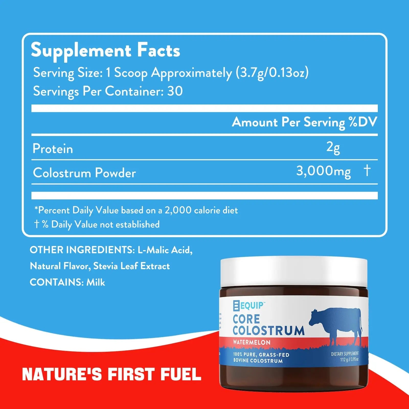 Equip Foods Core Colostrum - 100% Grass Fed Colostrum Powder 3,000mg, 40% IgG Equip Au supplements