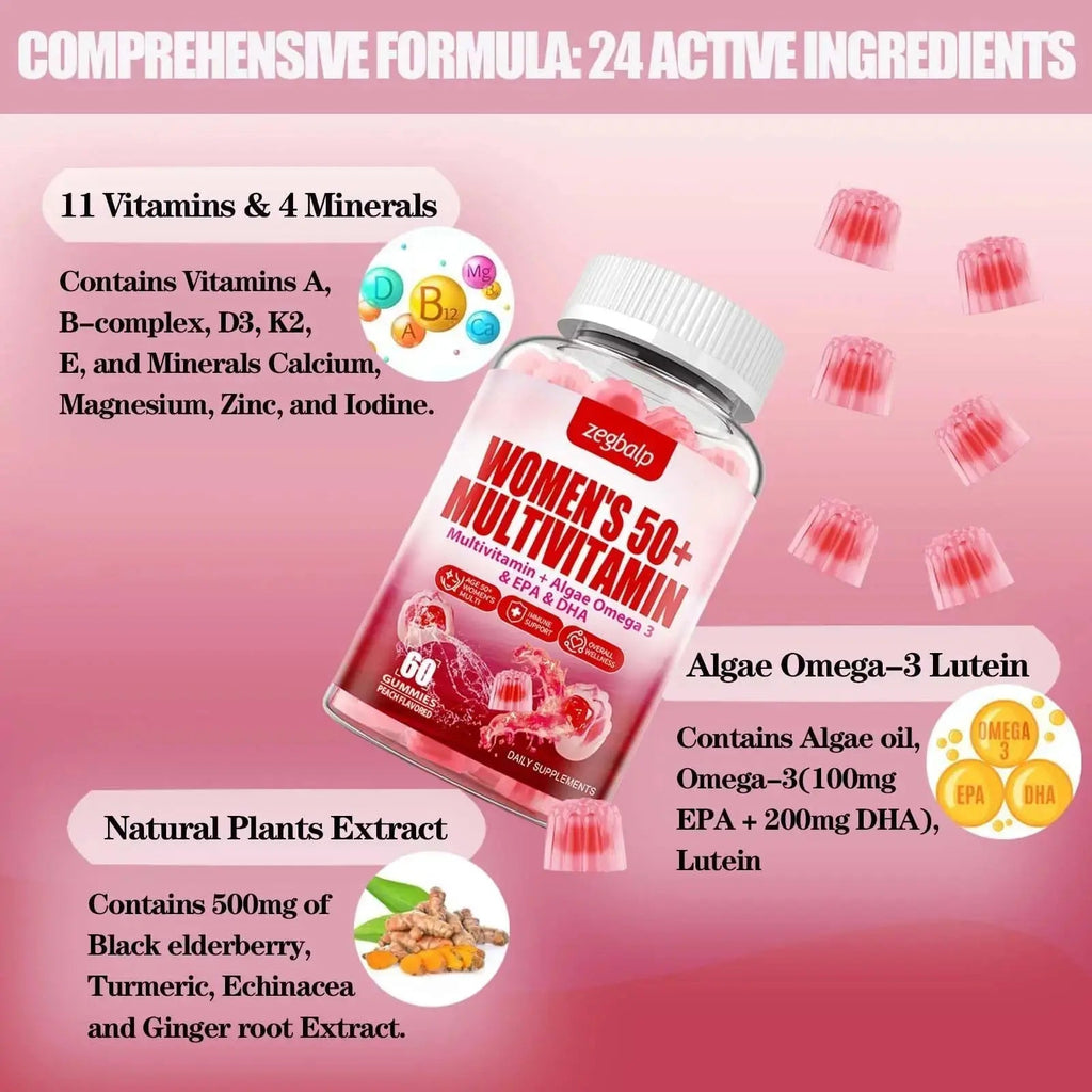 ZEGBALP Sugar-Free Womens Multivitamin 50 Plus Gummies with Calcium, Magnesium, Zinc, Vitamin A, C, D3, E, K2, B Complex, Folate, Biotin ZEGBALP Au supplements