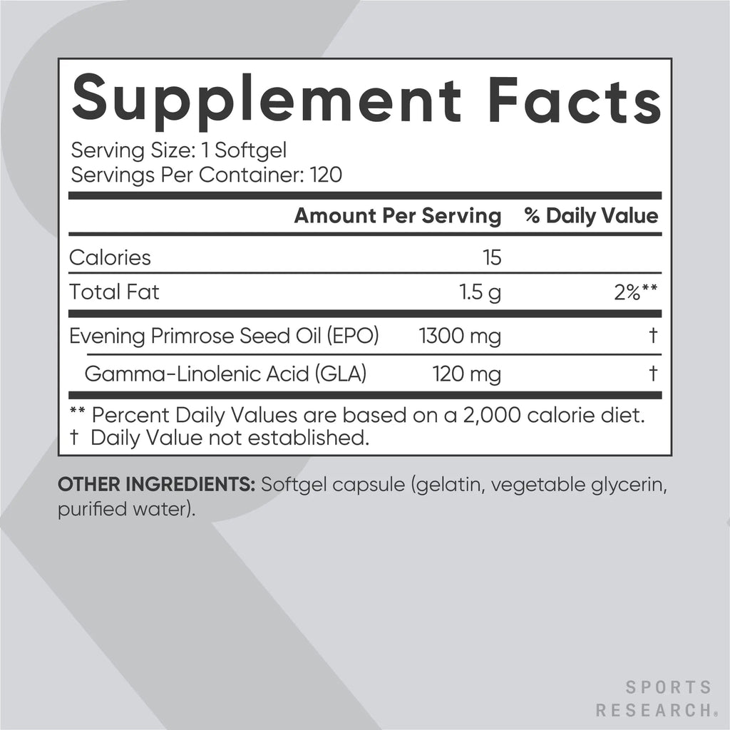 Sports Research Evening Primrose Supplement from Cold Pressed Oil Sports Research Au supplements