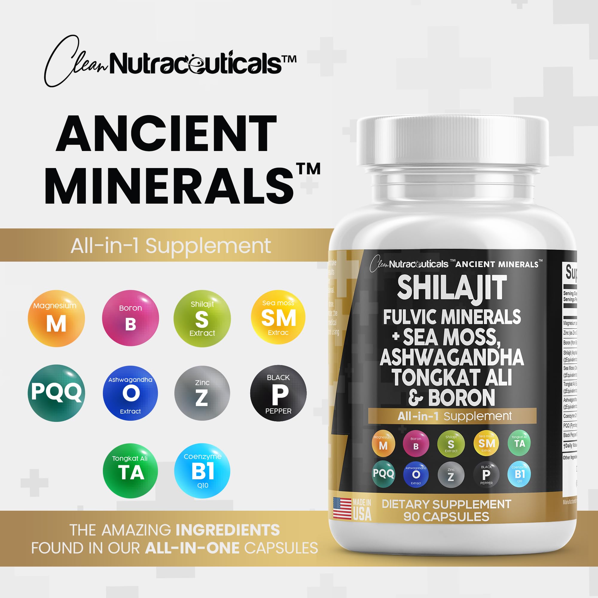 Pure Shilajit Supplement 10,000mg Himalayan w Sea Moss 6000mg Clean Nutraceuticals Au supplements
