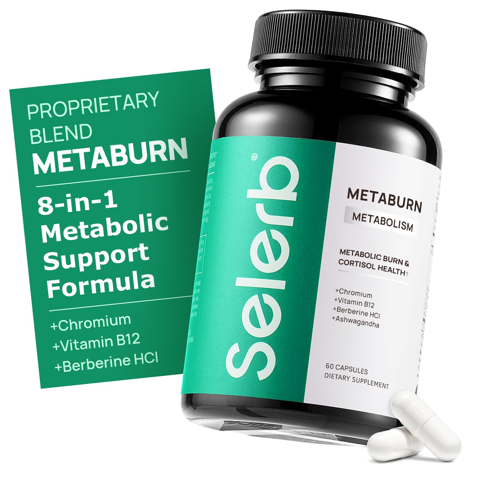 Selerb Metaburn Weight Loss Pills for Women & Men - Appetite Suppressant & Fat Burner, Metabolism Support Weight Loss Supplement with Berberine
