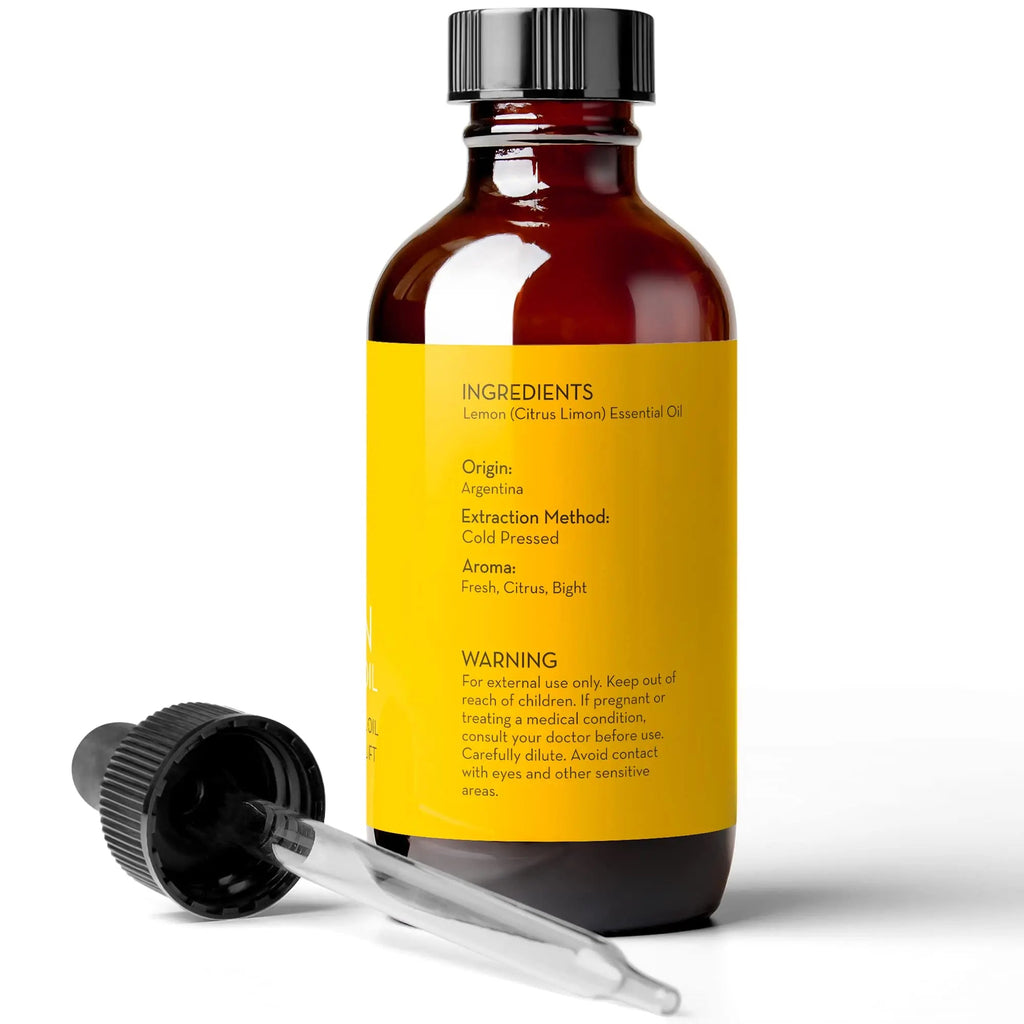 Lemon Essential Oil, 4 fl oz - 100% Pure & Undiluted Lemon Oil for Diffuser and DIY - Natural Deodorizer Pure Body Naturals Au supplements