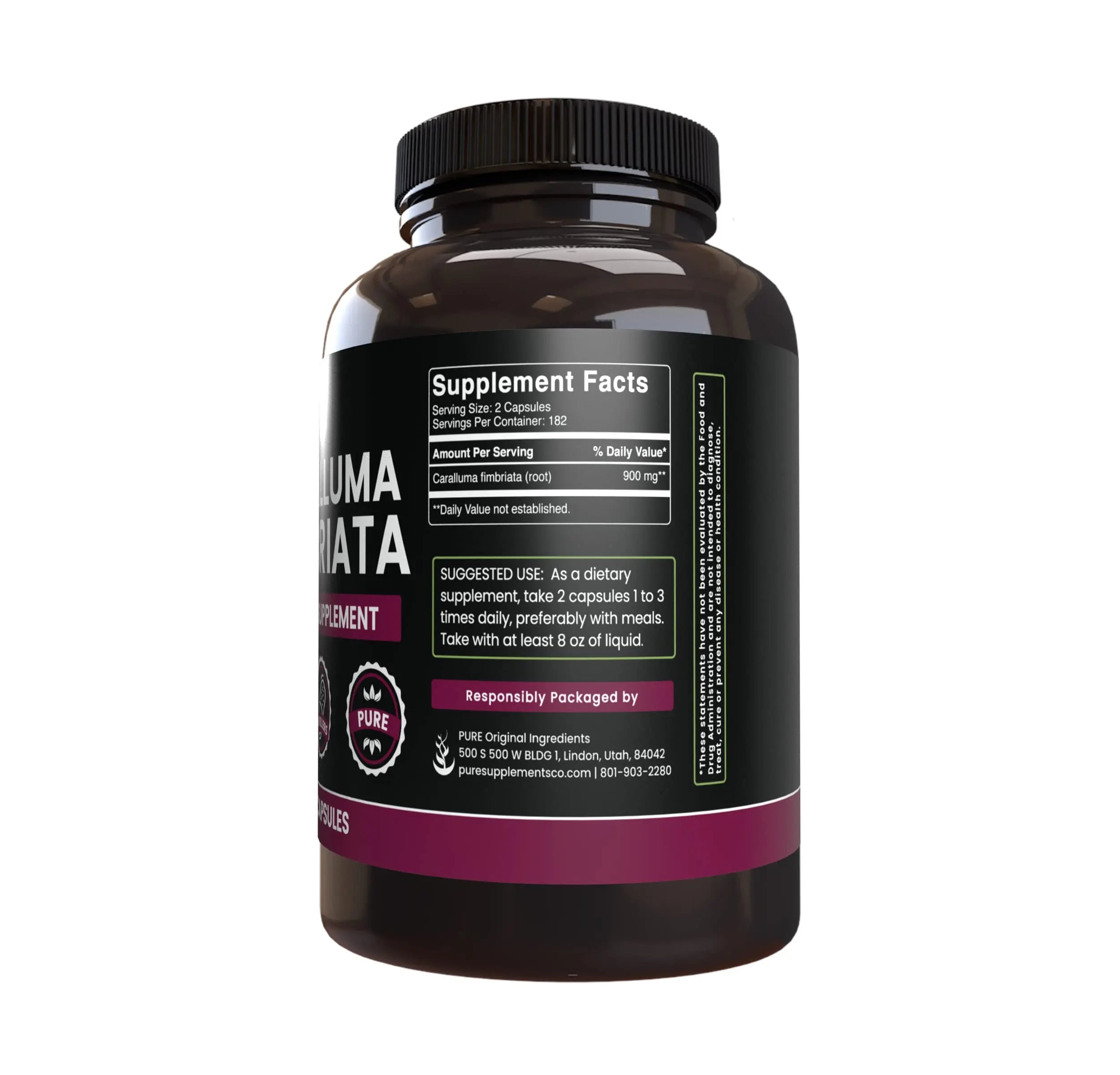 PURE ORIGINAL INGREDIENTS Caralluma Fimbriata (365 Capsules) No Magnesium Or Rice PURE ORIGINAL INGREDIENTS Au supplements