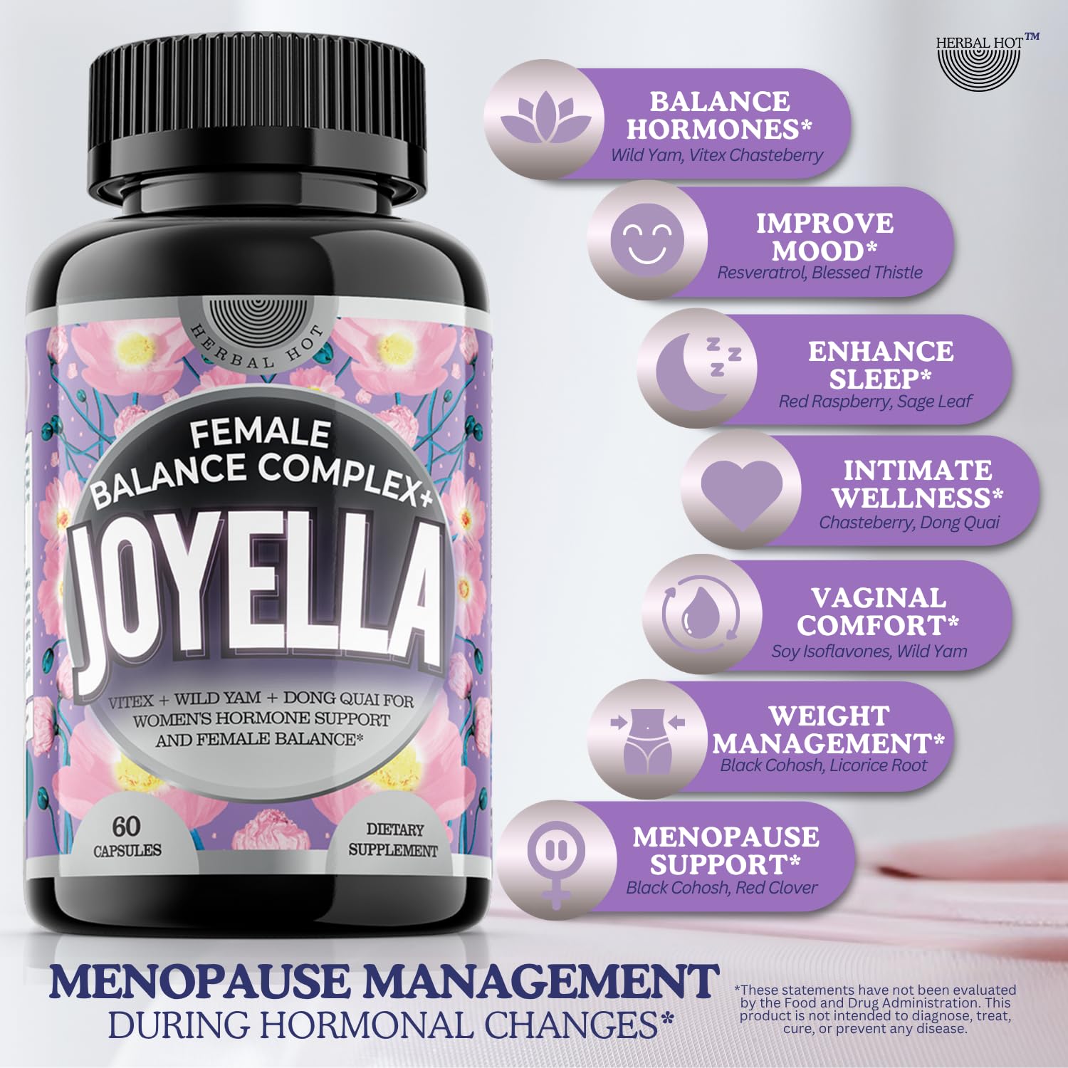 11-in-1 Hormonal Balance, Relief for Menopause Symptoms, Helps Reduce Hot Flashes, Night Sweats, and Mood Swings, Clinically Proven Ingredients, Natural PMS Support, Made in USA, 3rd Party-Tested HERBAL HOT Au supplements