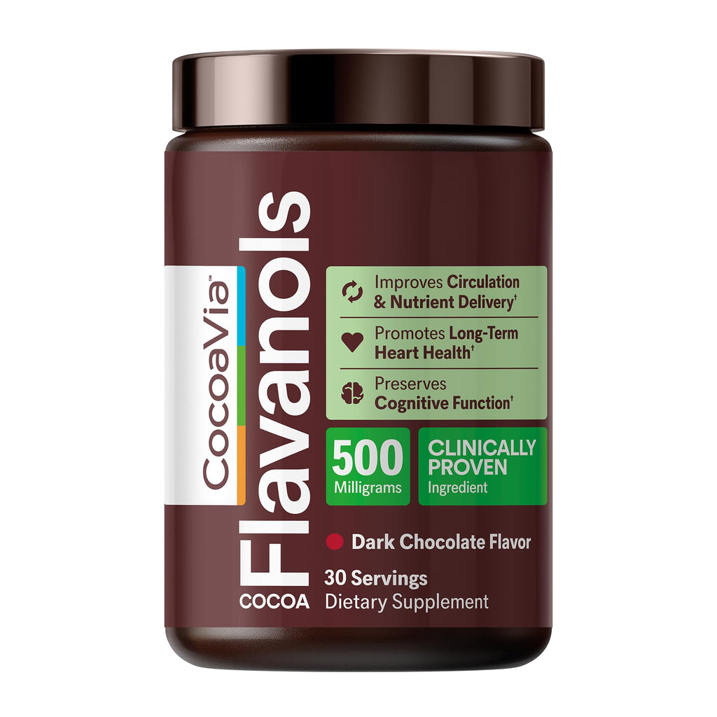 CocoaVia Cocoa Flavanols 500mg – Heart and Brain Support, High Flavanol Cocoa Powder