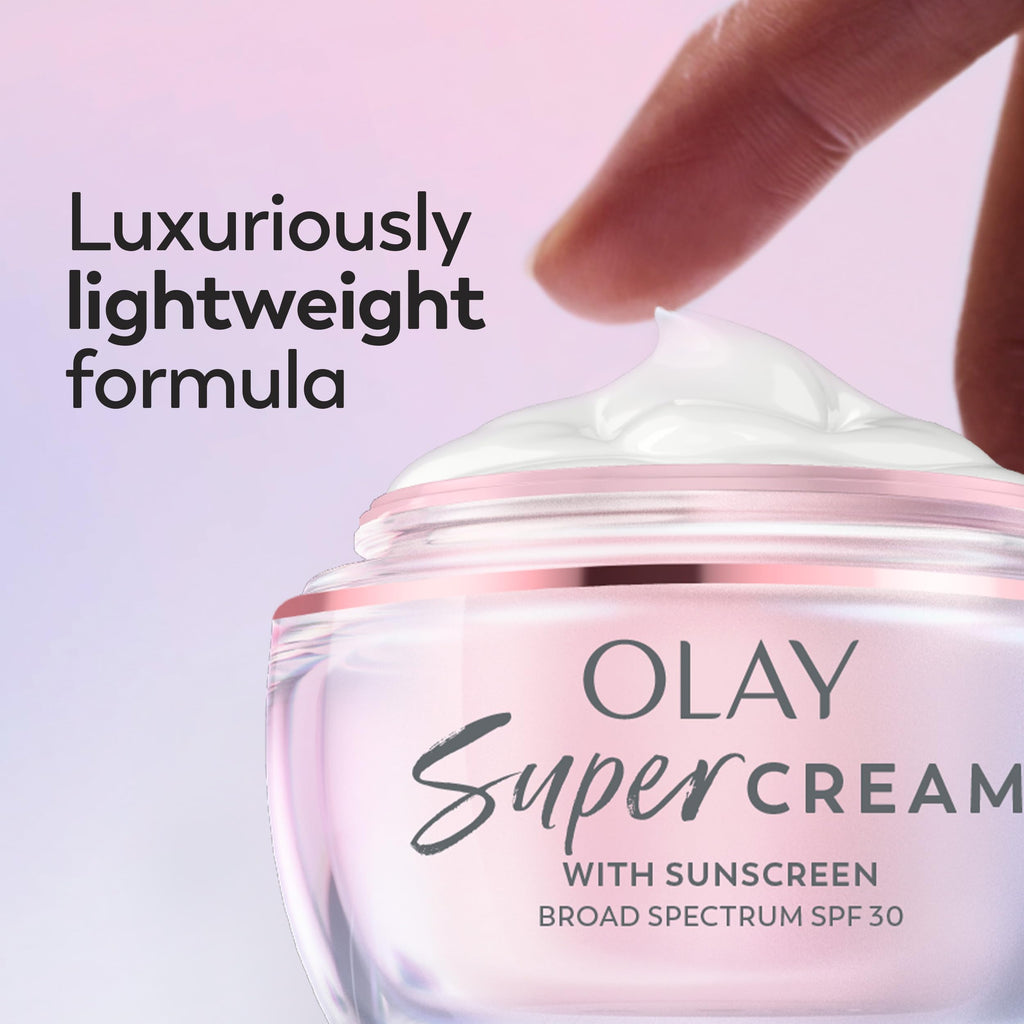 Olay Super Cream with Sunscreen SPF 30, Lightweight Face Moisturizer with Sun Protection