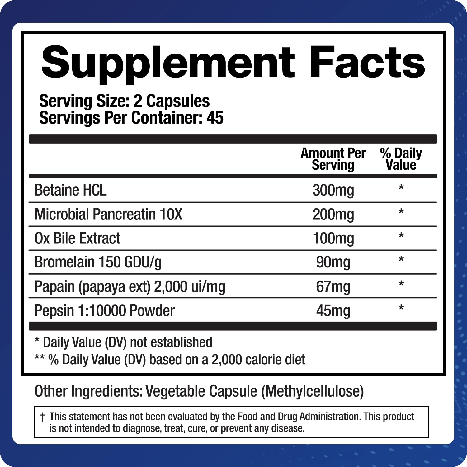 Digestive Enzymes Supplement (90 Capsules) Support Digestion - with Purified Bile, Pancreatin, Plant Enzymes, Ox Bile, Betaine HCL