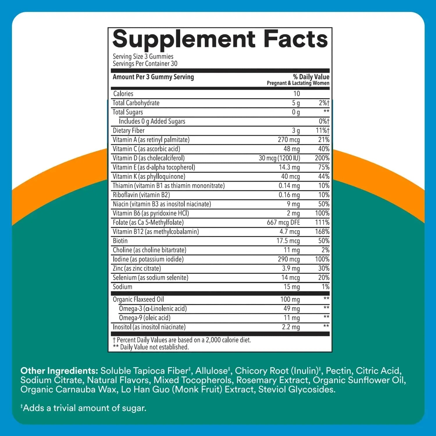 SmartyPants Zero Sugar Prenatal Multivitamin Gummies: Choline, Methylfolate, Omega 3 (ALA), Vitamin D3, C, Vitamin B12, B6, A, K, Zinc, Biotin SmartyPants Au supplements