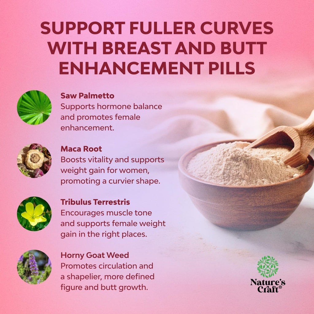 G-Curve Butt and Breast Growth Capsules - Horny Goat Weed Muira Puama & Maca Root for Butt Growth Support - Advanced Herbal Formula