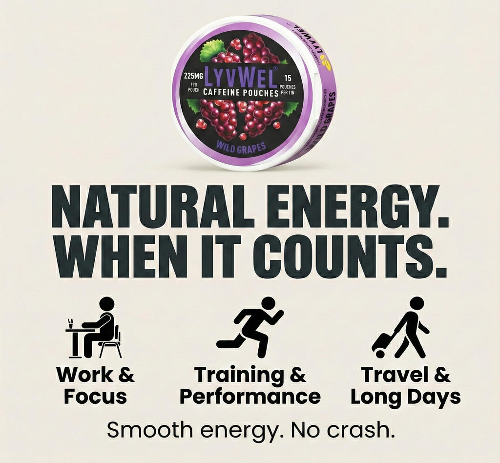 LyvWel 225mg Caffeine Energy Pouches | Nootropic Focus & Neuro Support | Tobacco-Free, Nicotine-Free, Quick Energy Solution | 3-Pack: 45 Pouches (3 Pack, Watermelon Ice, Pink Lemonade, Wintergreen) LyvWel Au supplements