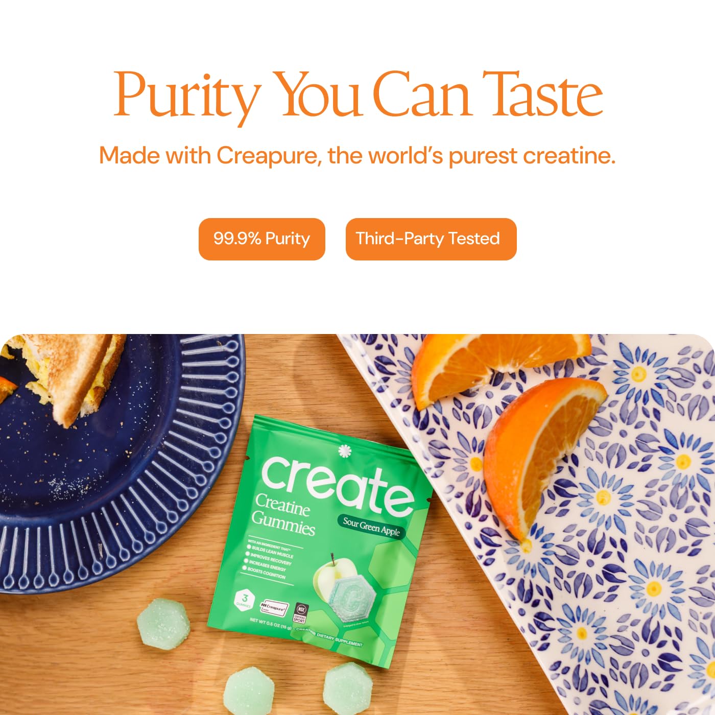Create Creatine Gummies for Men & Women – NSF Certified, Made with Creapure Creatine Monohydrate, Great Tasting, Anti-Melting Formula, 30ct Standup Pouch, 90 Gummies (Variety Pack)