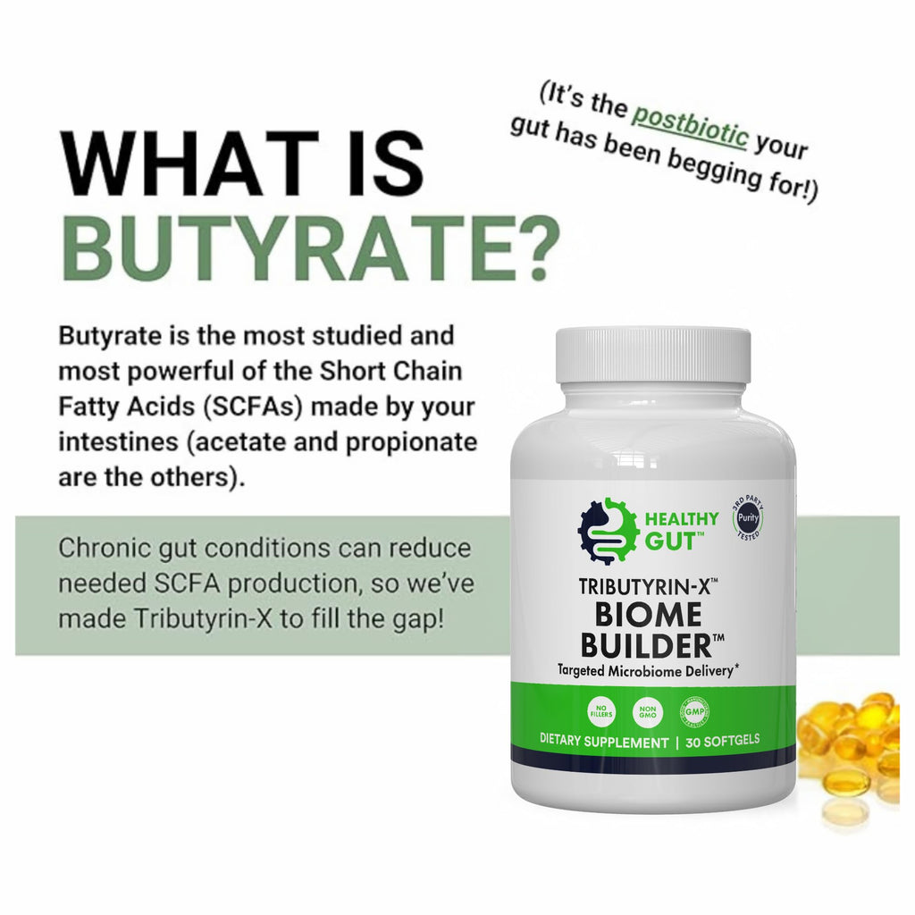 Healthy Gut Tributyrin-X | Most Bioavailable Butyrate Postbiotic for Gut Health & Leaky Gut Support | 99% Pure w/Zero Odor | 30 Softgels Healthy Gut Au supplements