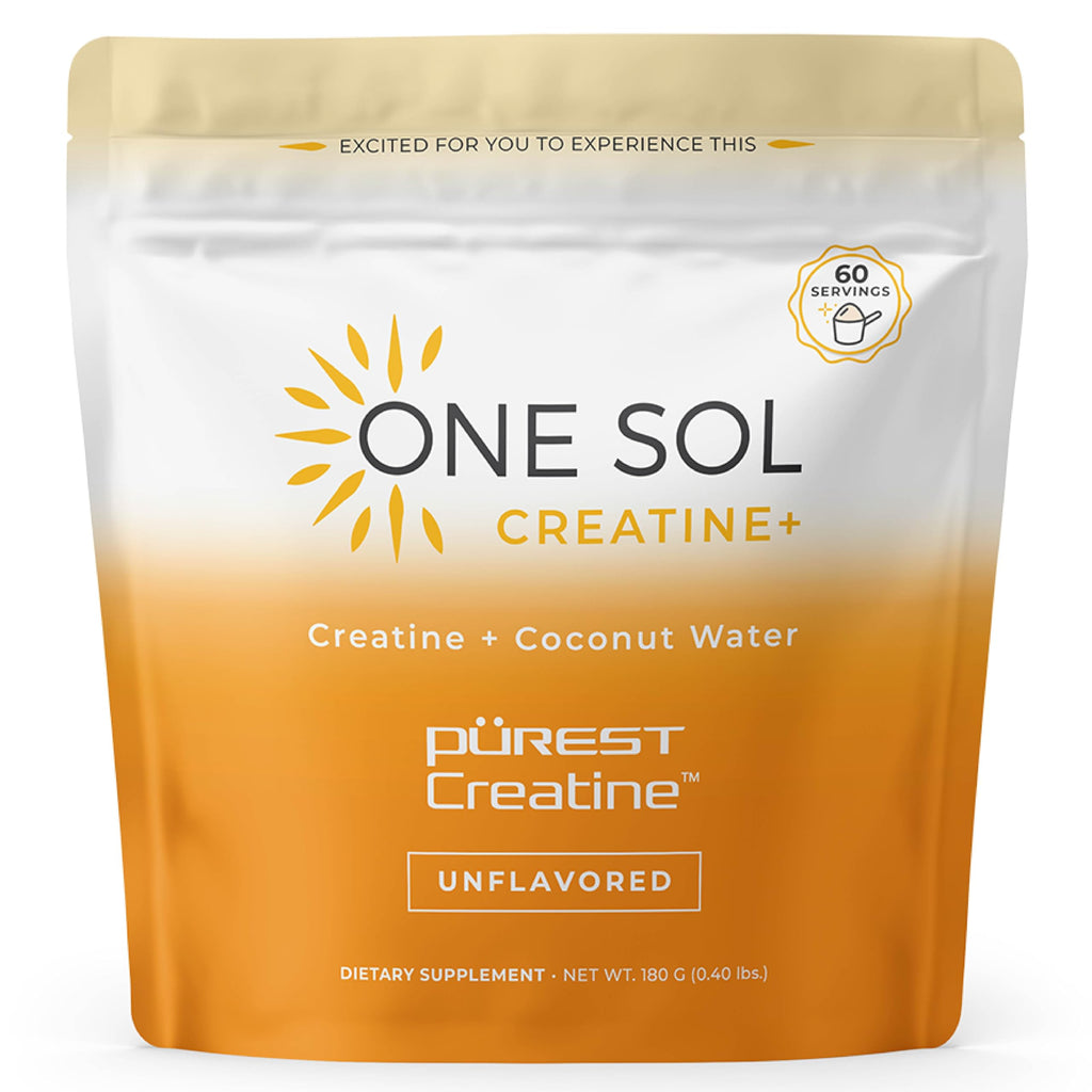 One Sol Creatine for Women, All Natural Women's Creatine Powder w Pure Creatine & Coconut Water, Increase Lean Muscle Mass, Reduce Recovery Time, Promotes Brain & Bone Health (Unflavored, 60 Servings)