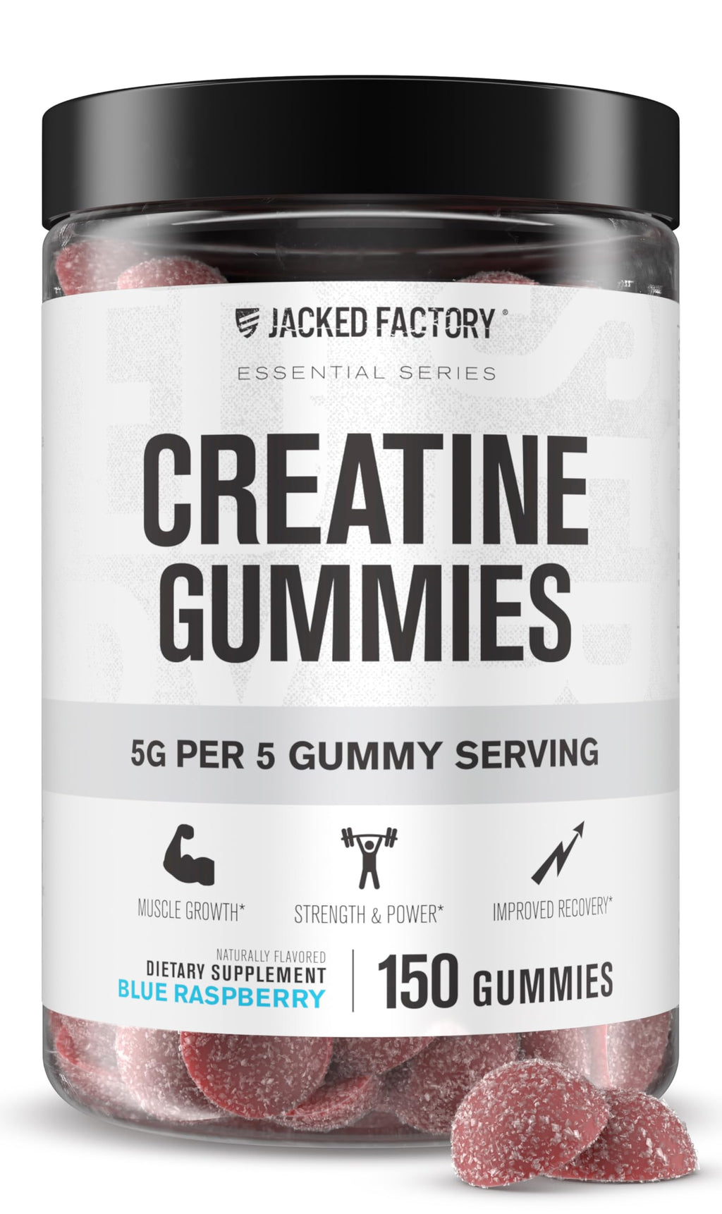 Jacked Factory Creatine Gummies 5g Daily Dose (1g per Gummy) - Creatine Gummy for Men and Women, Vegan-Friendly, Travel-Friendly, Third-Party Tested - 150 Gummies, Blue Raspberry Jacked Factory Au supplements