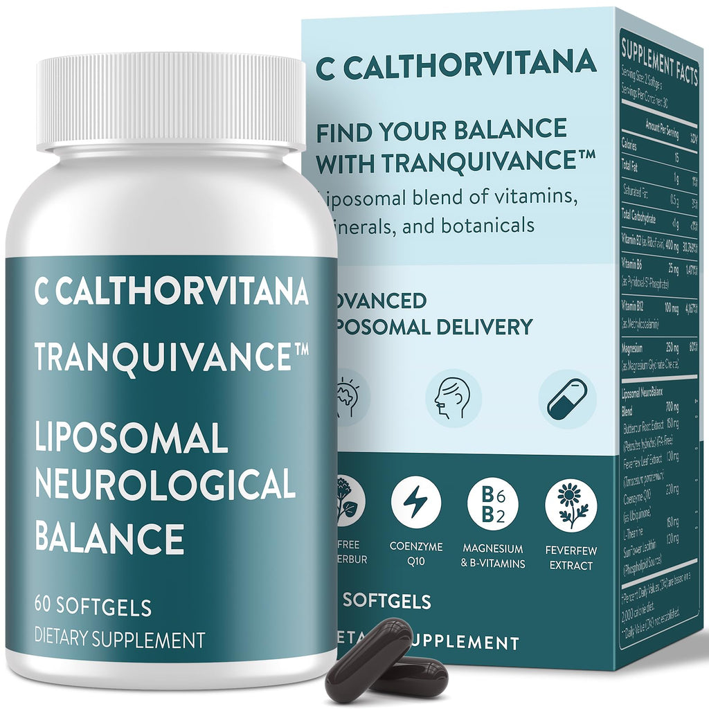 C Calthorvitana Migraine Relief Supplement – Liposomal Riboflavin, Vitamin B2 B6 & B12, Magnesium, CoQ10, L-Theanine, PA-Free Butterbur & Feverfew – Natural Head & Nerve – 60 Softgels C Calthorvitana Au supplements