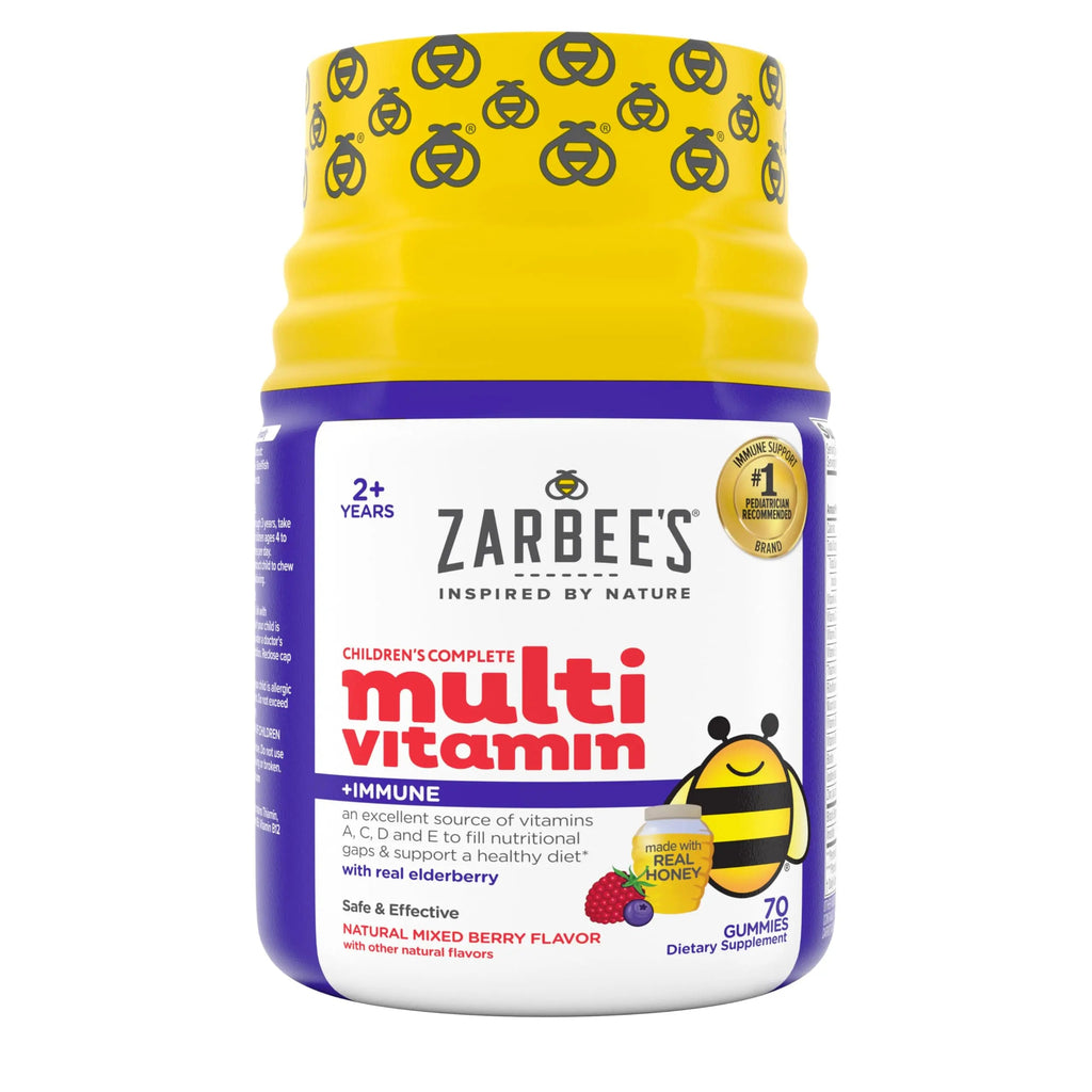 Zarbee’s Complete Kids Multivitamin Gummies + Immune Support, Berry Flavor, Honey-Sweetened, Gluten-Free & Gelatin-Free, Vitamins A, C, D3, E, B6, B12, Zarbee's Au supplements