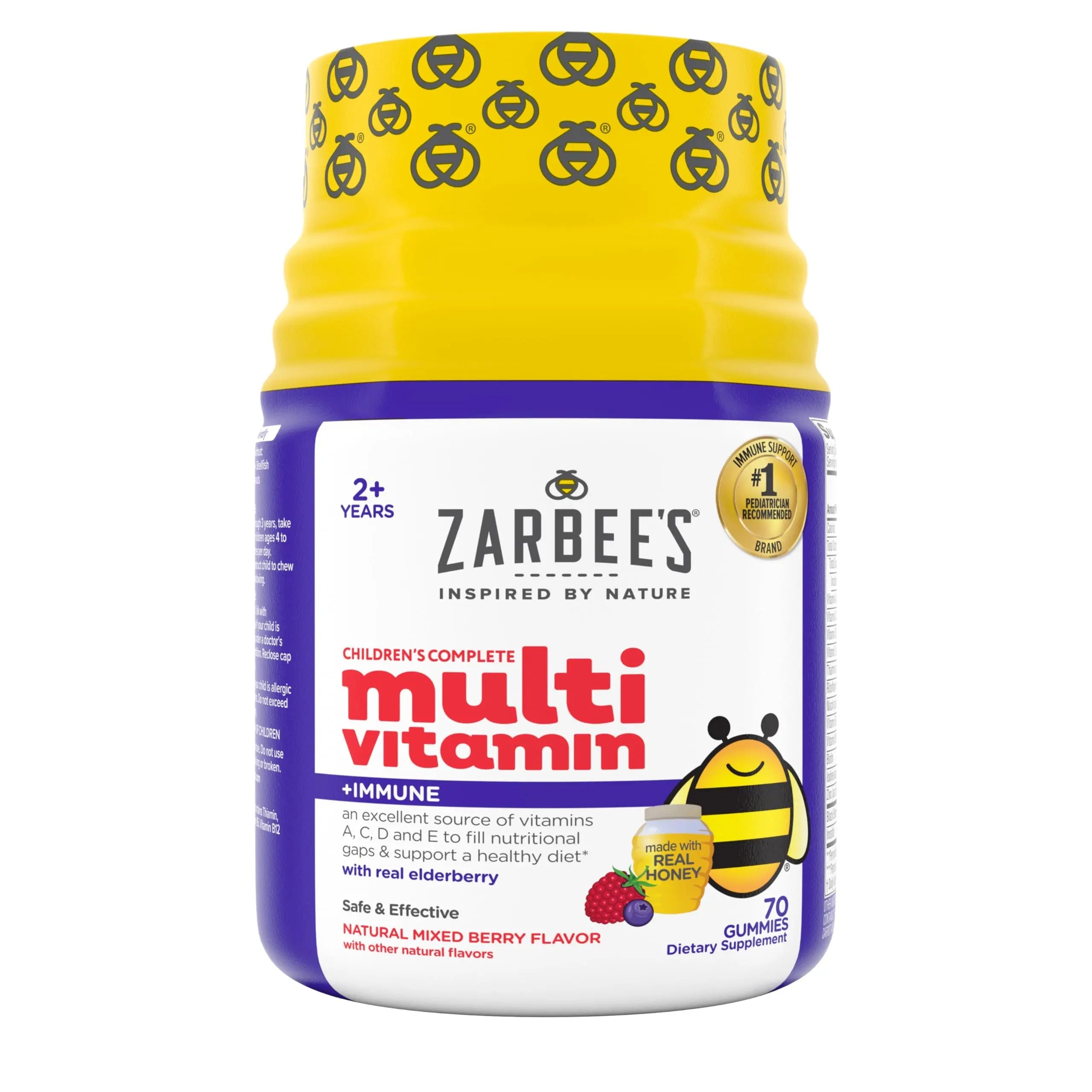 Zarbee’s Complete Kids Multivitamin Gummies + Immune Support, Berry Flavor, Honey-Sweetened, Gluten-Free & Gelatin-Free, Vitamins A, C, D3, E, B6, B12, Zarbee's Au supplements