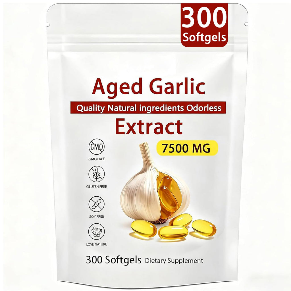 Aged Garlic Extract – 300 Count Odorless Garlic Supplement for Heart & Immune Support – Non-GMO, All-Natural Softgels, 2-Year Matured for Antioxidant Wellness (1)