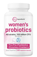 Micro Ingredients Probiotics for Women 100 Billion CFU with Prebiotics, 120 Veggie Capsules | pH Balance, Urinary Tract, Vaginal & Gut Health Support*