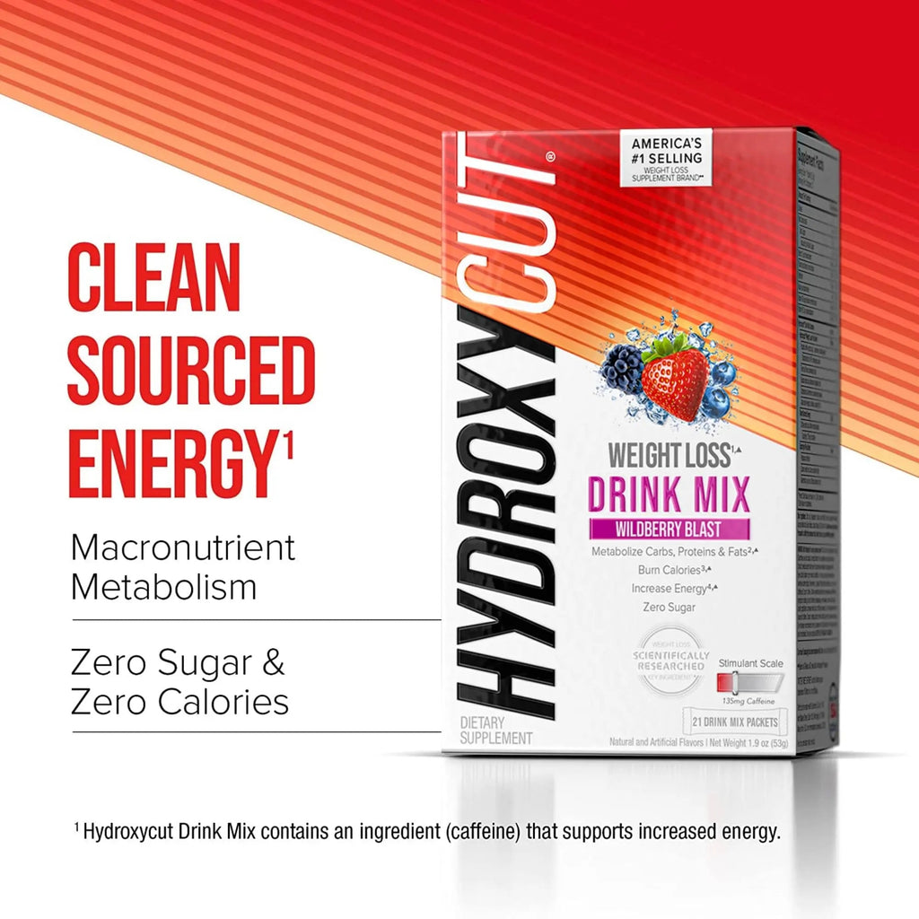 Hydroxycut Drink Mix | Energy Drink Powder | Wildberry Blast, 21 Packets, 2 Packs Hydroxycut Au supplements