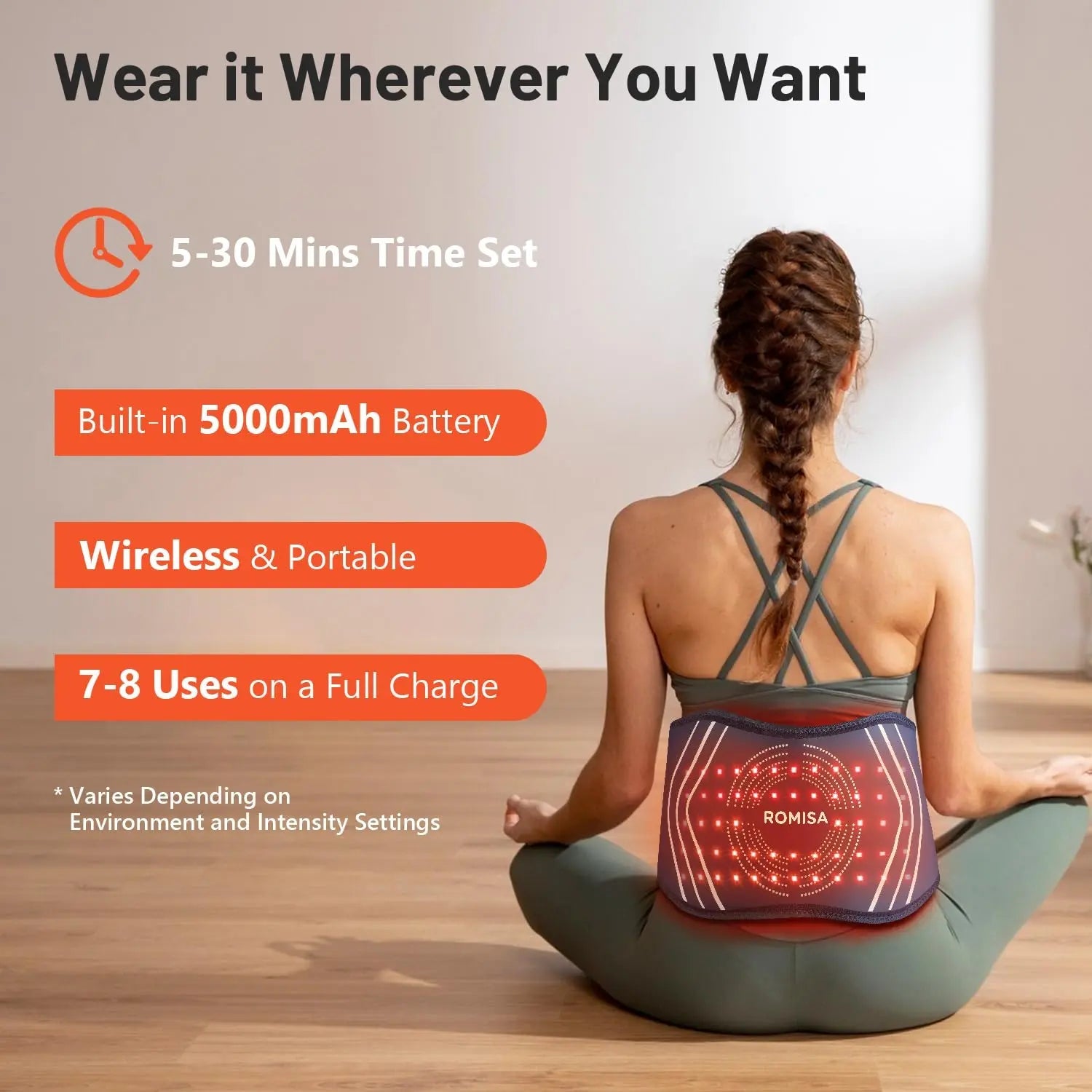 ROMISA Red Light Therapy Belt - Infrared Light Therapy Vibration Rechargeable 660nm&850nm ROMISA Au supplements