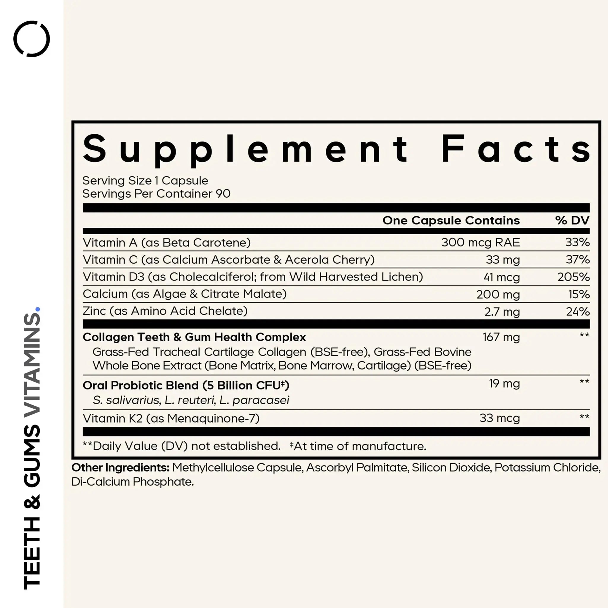 Codeage Teeth & Gums Vitamins + Oral Probiotics Supplement for Mouth - Whole Food Calcium, Collagen, Potassium, Vitamin C, D3, K2, Zinc Codeage Au supplements