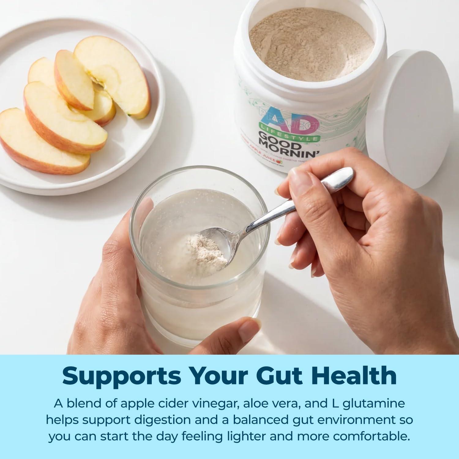 Project AD Life Good Morning Detox and Performance Drink, Naturally Flavored and Formulated with L-GLutamine, Apple Cider Vinegar,