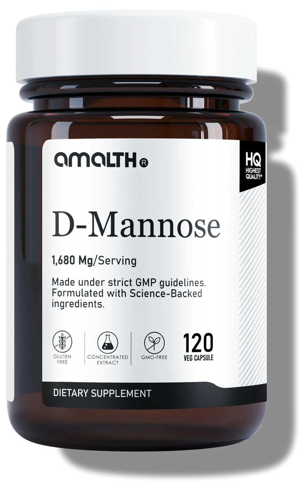 AMALTH D-Mannose Capsules 1680 mg per Serving, 120 Vegan Capsules, Pure Single Ingredient Mannose Supplement, Urinary Tract Support, UTI Wellness Support, Non GMO, Gluten Free AMALTH Au supplements