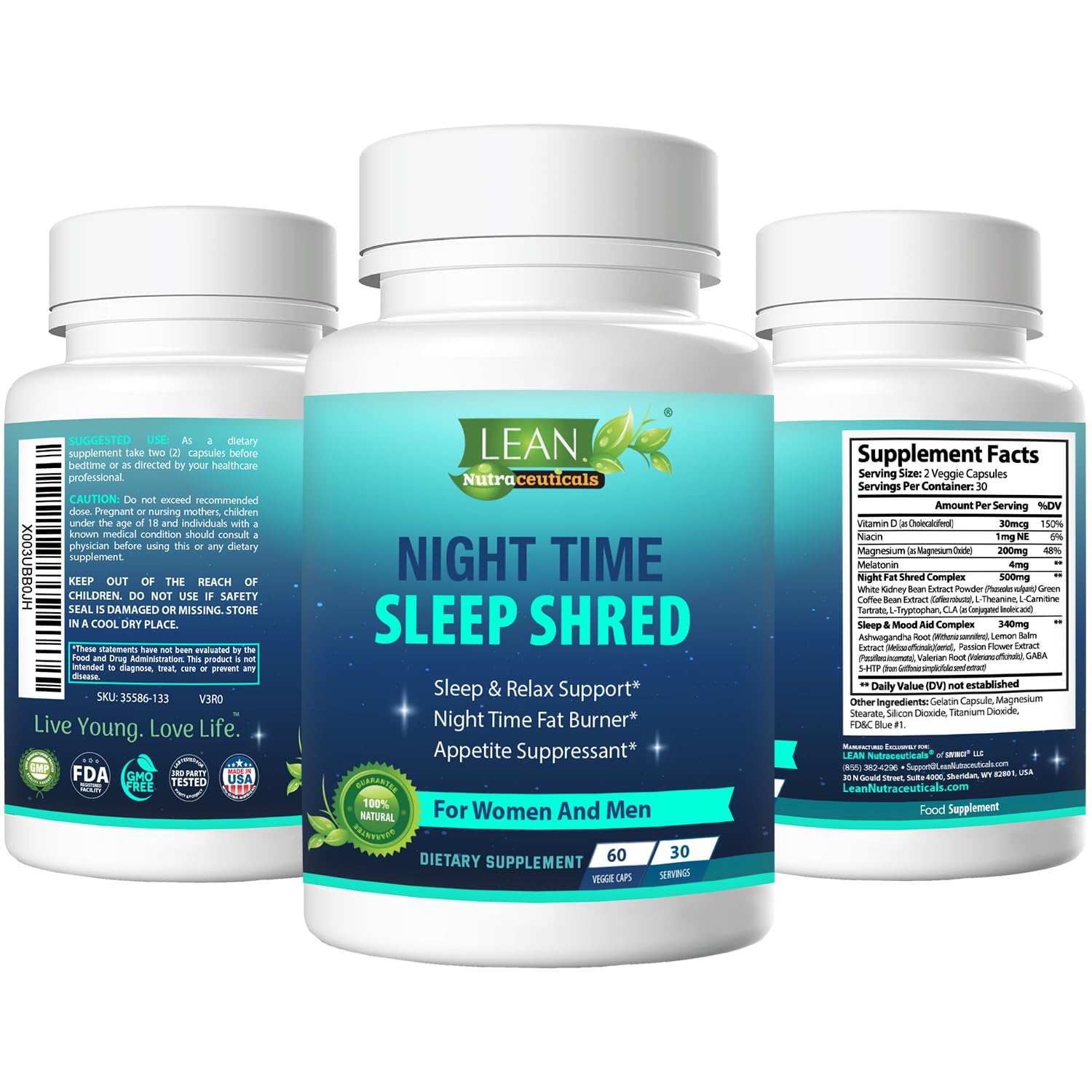 Night Time Sleep Shred Fast Fat Burner, Weight Loss Aid Pill, Appetite Suppressant Carb LEAN Nutraceuticals Au supplements