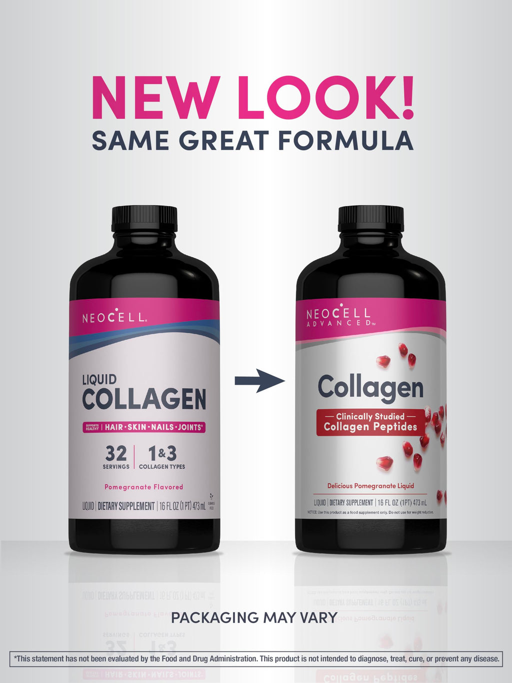 NeoCell Advanced Liquid Collagen | 4000 mg | Pomegranate and Fruit Juice Concentrates | for Women and Men | 16 fl oz