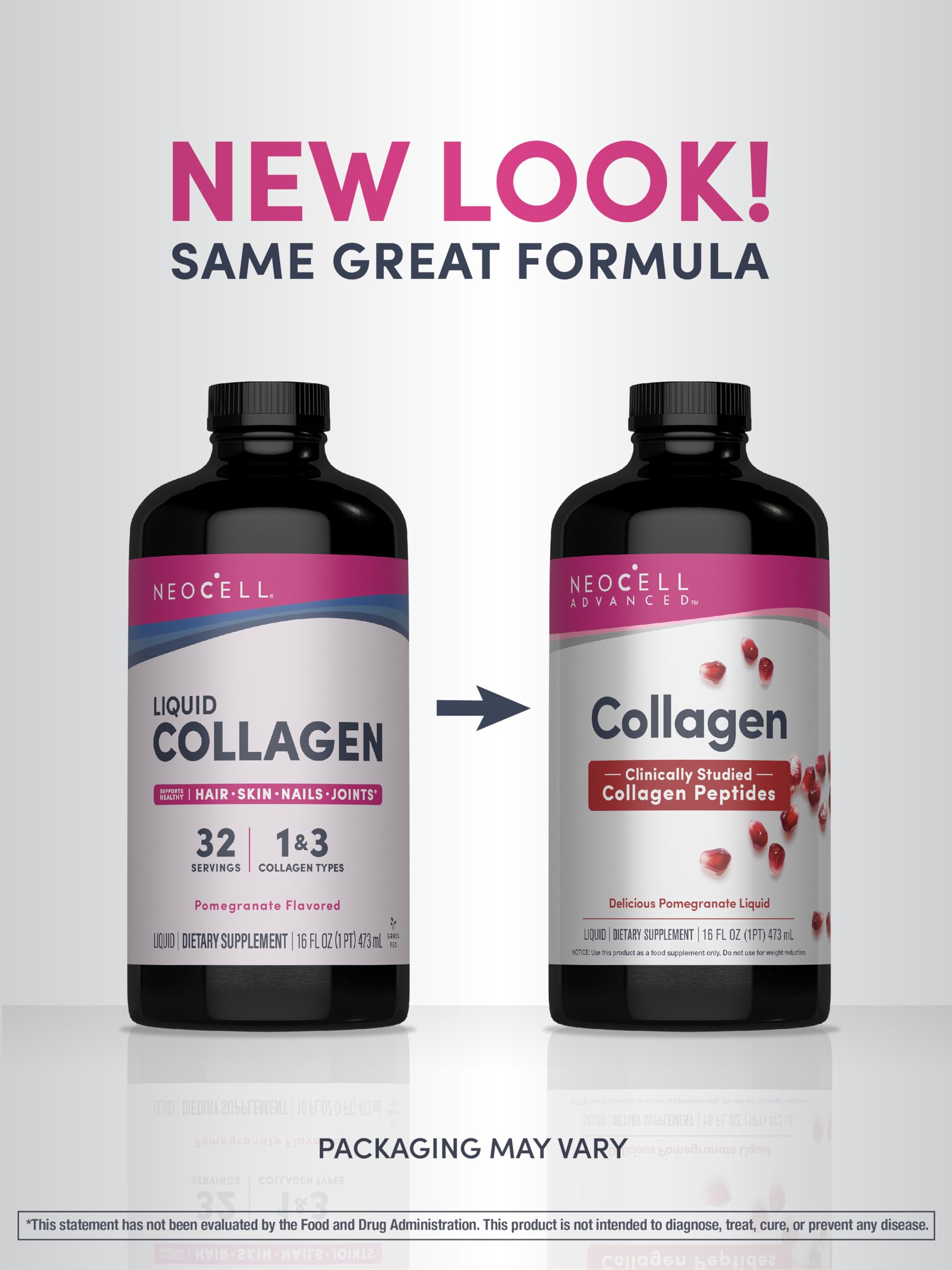 NeoCell Advanced Liquid Collagen | 4000 mg | Pomegranate and Fruit Juice Concentrates | for Women and Men | 16 fl oz
